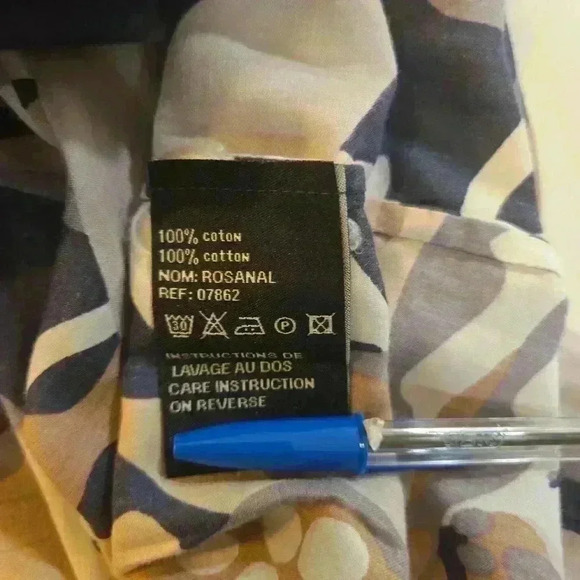 Sud Express 100% Cotton Peasant Floral Tunic Dress Blue Gray Size Large - Picture 8 of 9